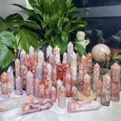 Tour de cristal en quartz rose et agate sakura - Cadeau de guérison Reiki