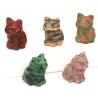 Figurine de chat en pierre naturelle et cristal - Guérison Reiki et décoration intérieure