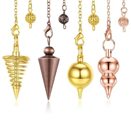 Pendules anciens en métal pour la radiesthésie et le Reiki - Outils de divination