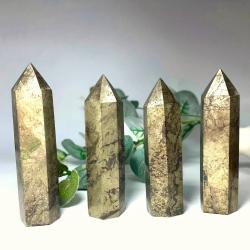 Baguette et tour en cristal de pyrite pour le Reiki, la méditation et la décoration