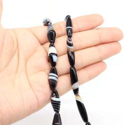 Siyah Çizgili Akik Pirinç Boncukları: Reiki Şifa ve Kendin Yap Takı