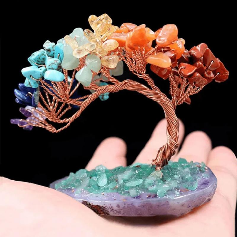 Arbre de guérison Reiki aux cristaux - Décoration Feng Shui des 7 chakras