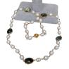 Collana rosario con perle d'acqua dolce bianche naturali e labradorite