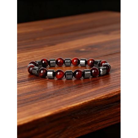 Bracelets en hématite et œil de tigre rouge - Protection énergétique et courage