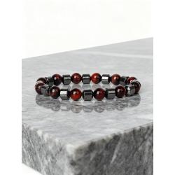 Bracelets en hématite et œil de tigre rouge - Protection énergétique et courage