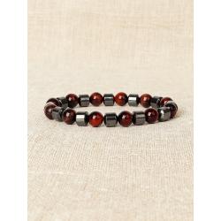 Bracelets en hématite et œil de tigre rouge - Protection énergétique et courage