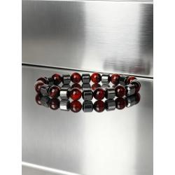 Bracelets en hématite et œil de tigre rouge - Protection énergétique et courage