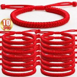 Bracelets bouddhistes tibétains - Amulettes à nœuds faites à la main pour porter chance