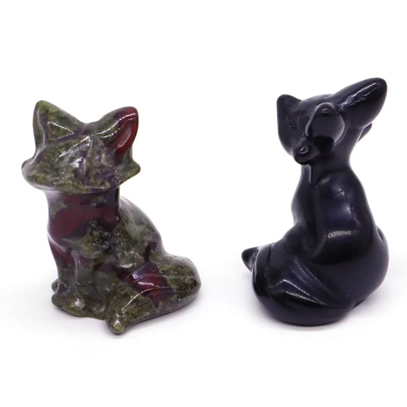 Statues de renard en pierre naturelle | Cristaux de guérison Reiki et décoration intérieure