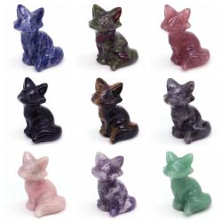 Statues de renard en pierre naturelle | Cristaux de guérison Reiki et décoration intérieure
