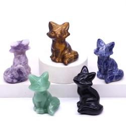 Statue de renard | Décoration en cristal de guérison et cadeau Reiki