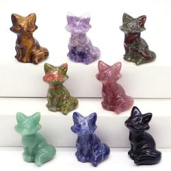 Statue de renard | Décoration en cristal de guérison et cadeau Reiki