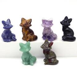 Statue de renard | Décoration en cristal de guérison et cadeau Reiki