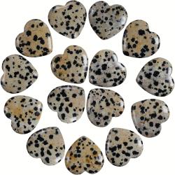 Pierres en jaspe dalmatien en forme de cœur | Cristaux Reiki pour la guérison et la sérénité