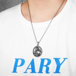 Collier croix Saint-François en acier inoxydable | Pendentif et chaîne