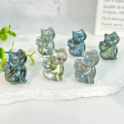Cristal de chat en labradorite : Guérison Reiki et décoration intérieure
