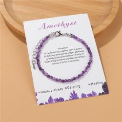 Amethyst- und Quarzarmband – 3 mm facettierte Steine, Reiki-Heilung