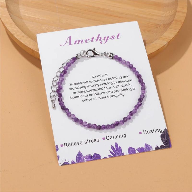 Amethyst- und Quarzarmband – 3 mm facettierte Steine, Reiki-Heilung