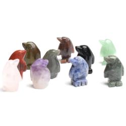 Statue de pingouin aux chakras naturels | Guérison Reiki et décoration d'intérieur