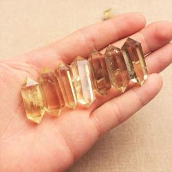 Baguette de citrine rare | Pointe double pour le Reiki et l'énergie