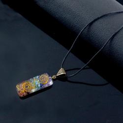 Collier pendentif en pierre des sept chakras - Guérison Reiki et mode
