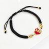 Bracelet croix en cristal du Sacré-Cœur - Tressé rouge et noir