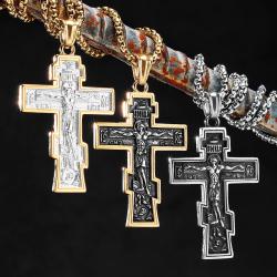 Collana con ciondolo a croce INRI in acciaio inossidabile - Uomo e donna