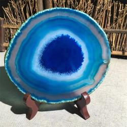 Blue Agate Geode Slabs: Natural Coasters & Reiki Decorations