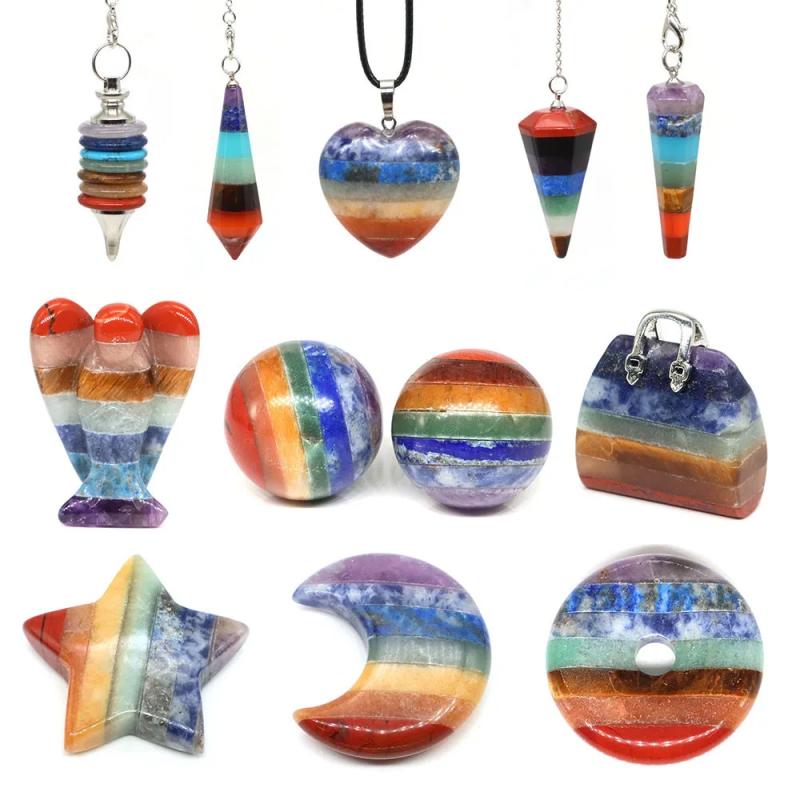 Chakra Crystal Pendant & Pendulum for Reiki Healing & Wicca