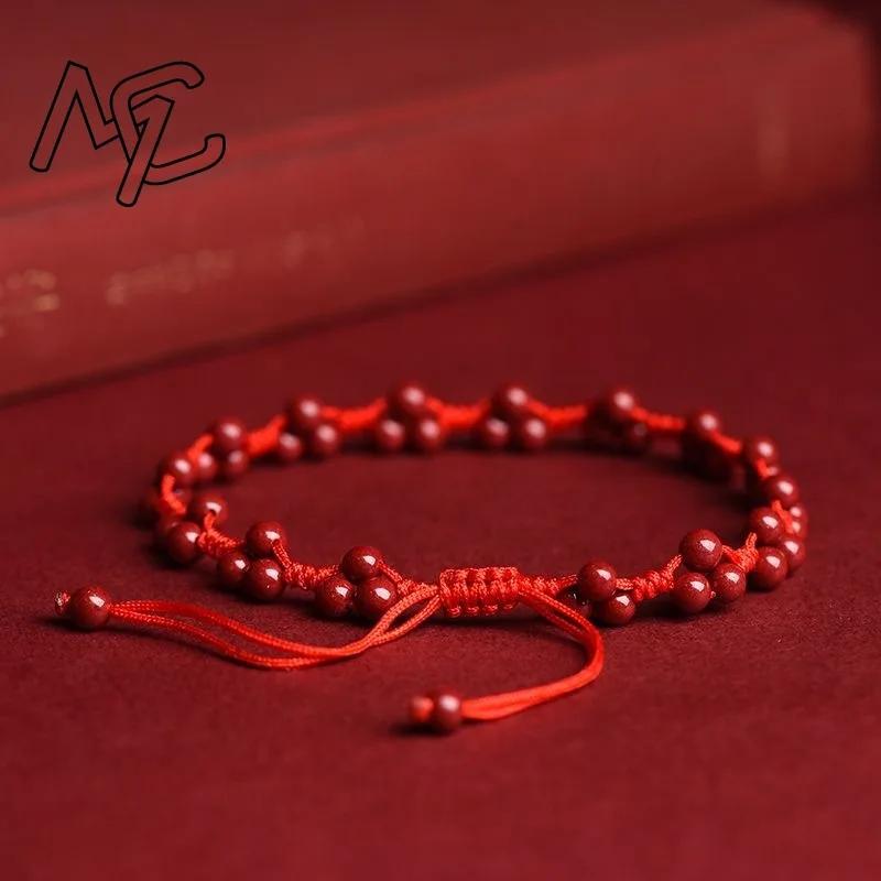 Armband aus natürlichen roten Zinnoberperlen – Handgefertigt & Glücksbringer