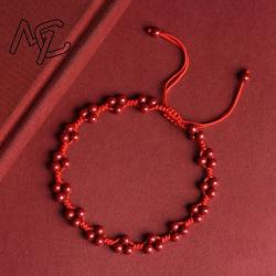 Armband aus natürlichen roten Zinnoberperlen – Handgefertigt & Glücksbringer