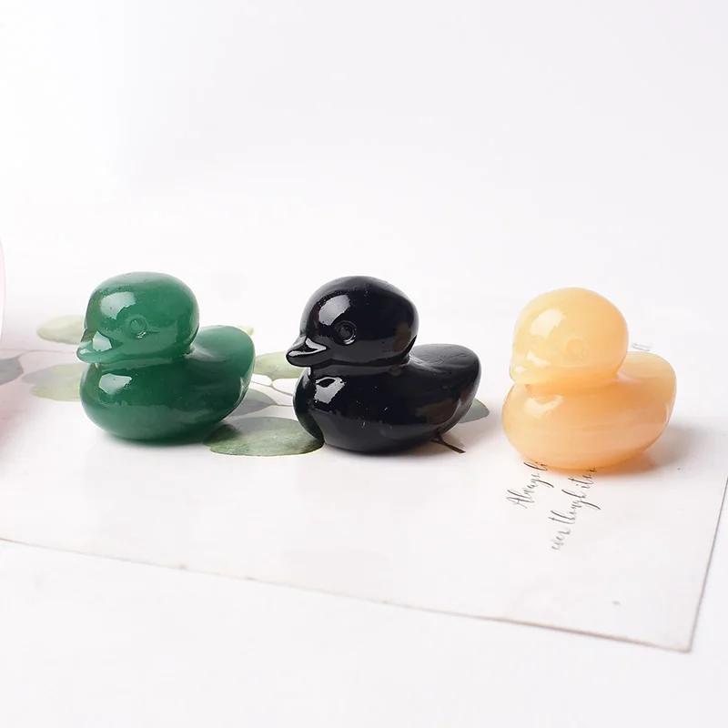 Ornement canard en aventurine et obsidienne : Décoration Reiki de guérison