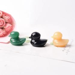 Ornement canard en aventurine et obsidienne : Décoration Reiki de guérison
