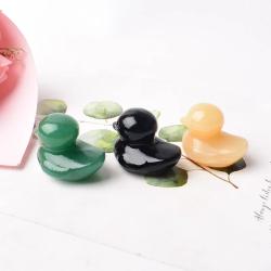 Ornement canard en aventurine et obsidienne : Décoration Reiki de guérison