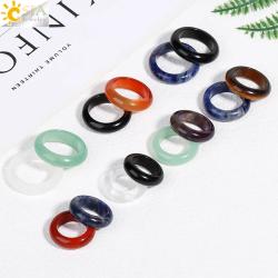 Bagues Reiki pour hommes en cristal - Quartz rose, agate, améthyste