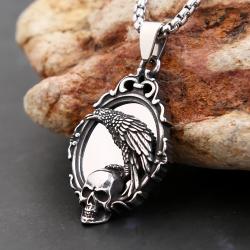 Collana con ciondolo vintage con teschio e specchio - Gioielli punk per uomo/donna