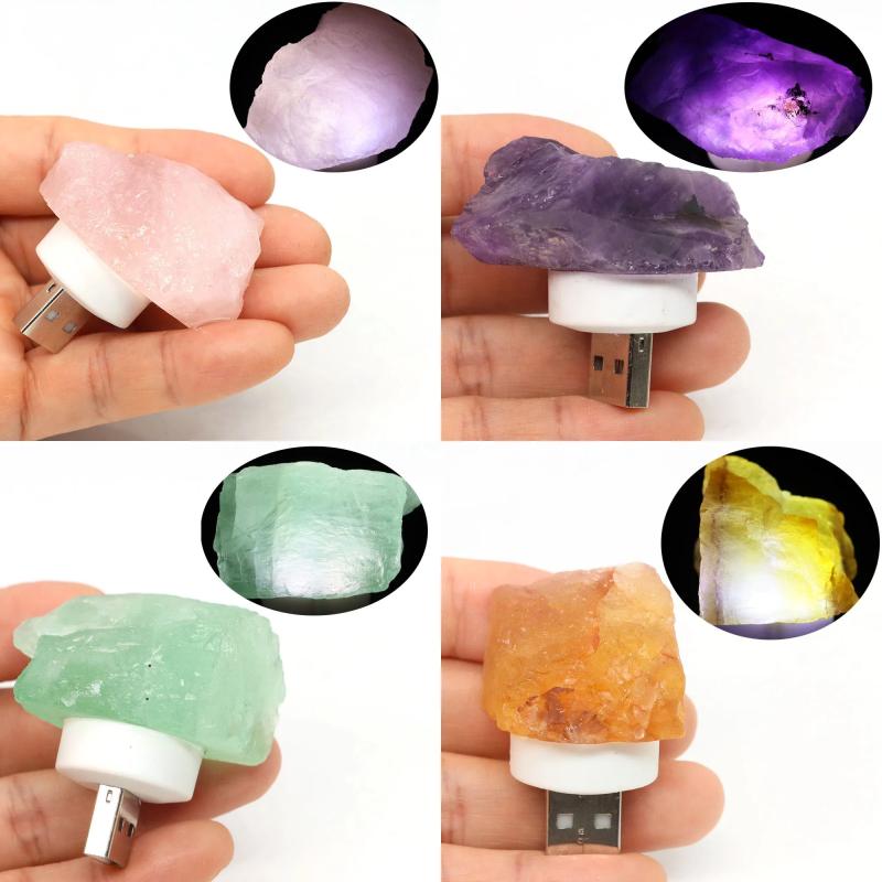 Ham Kristal USB Gece Lambaları | Reiki Şifa ve Ev Dekorasyonu