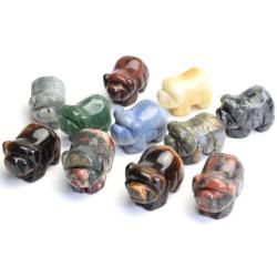 Figurine de cochon en pierre naturelle | Guérison des chakras et décoration