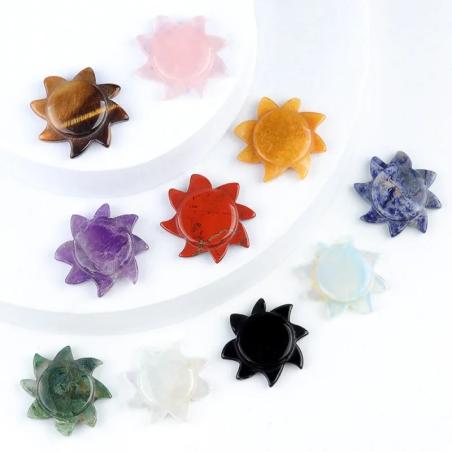 Tournesols de guérison en cristal d'améthyste et d'œil de tigre - Décoration Reiki