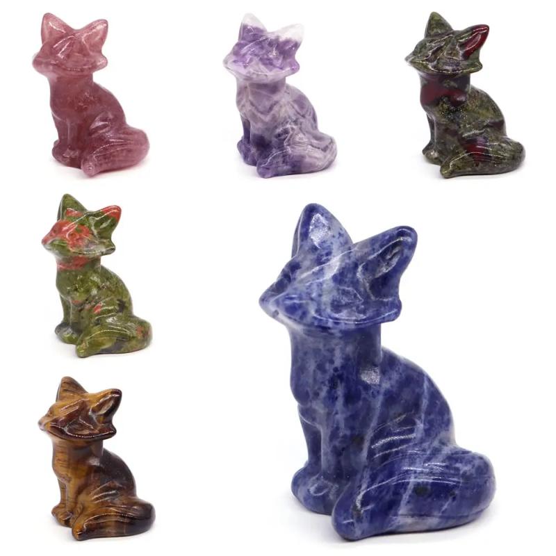 Statue de renard en cristal naturel | Soins Reiki et décoration d'intérieur