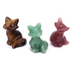 Statue de renard en cristal naturel | Soins Reiki et décoration d'intérieur