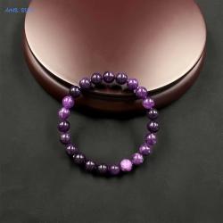 Bracelet de perles en pierre d'améthyste | Bijou porte-bonheur et énergie Reiki
