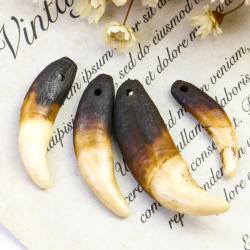 Ciondoli per collana con zanne di animali grezze - Confezione da 2 gioielli fai da te