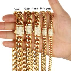 Collier chaîne cubaine en acier inoxydable | Ajustable et sécurisé