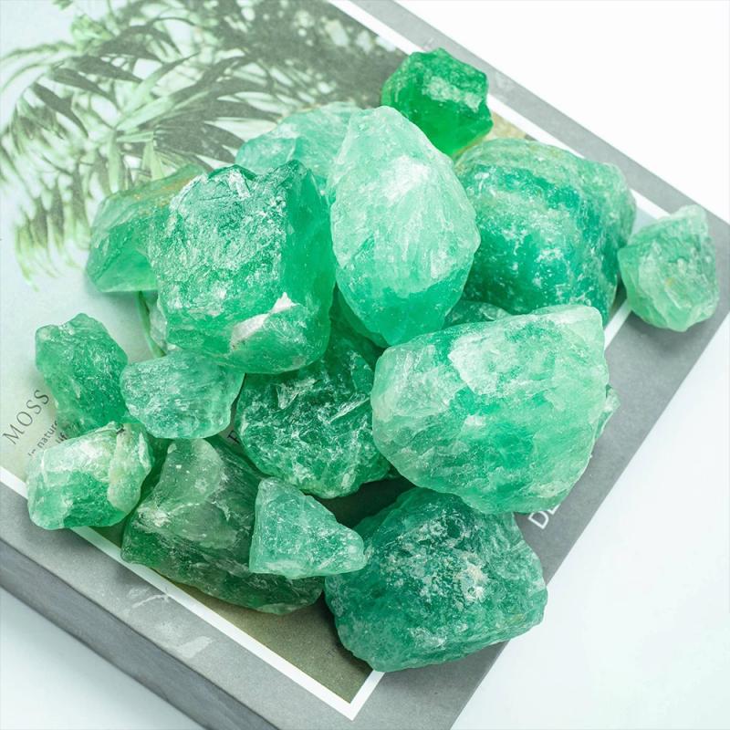 Spécimen de cristal de quartz brut de fluorite verte - Pierre décorative