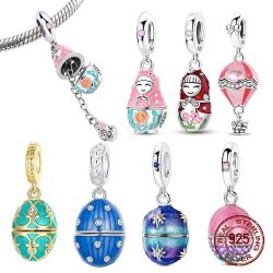 Pendentif Matriochka en argent massif | Bracelet à breloques | Bijou | Cadeau