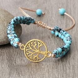 Bracelet Mala en pierre naturelle | Bracelet artisanal motif Arbre de Vie