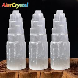 Tour de cristal de sélénite : Décoration intérieure, méditation et reiki