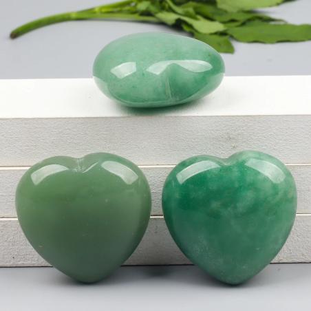Ornamento in cristallo di giada naturale a forma di cuore e avventurina - Guarigione Reiki