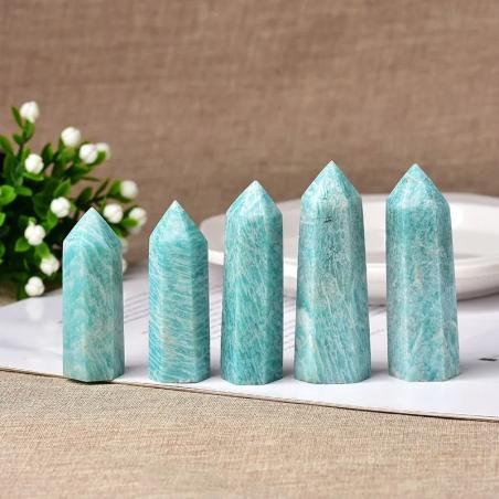 Amazonit Şifa Obeliski - Reiki ve Dekorasyon İçin Yeşil Kristal Asa